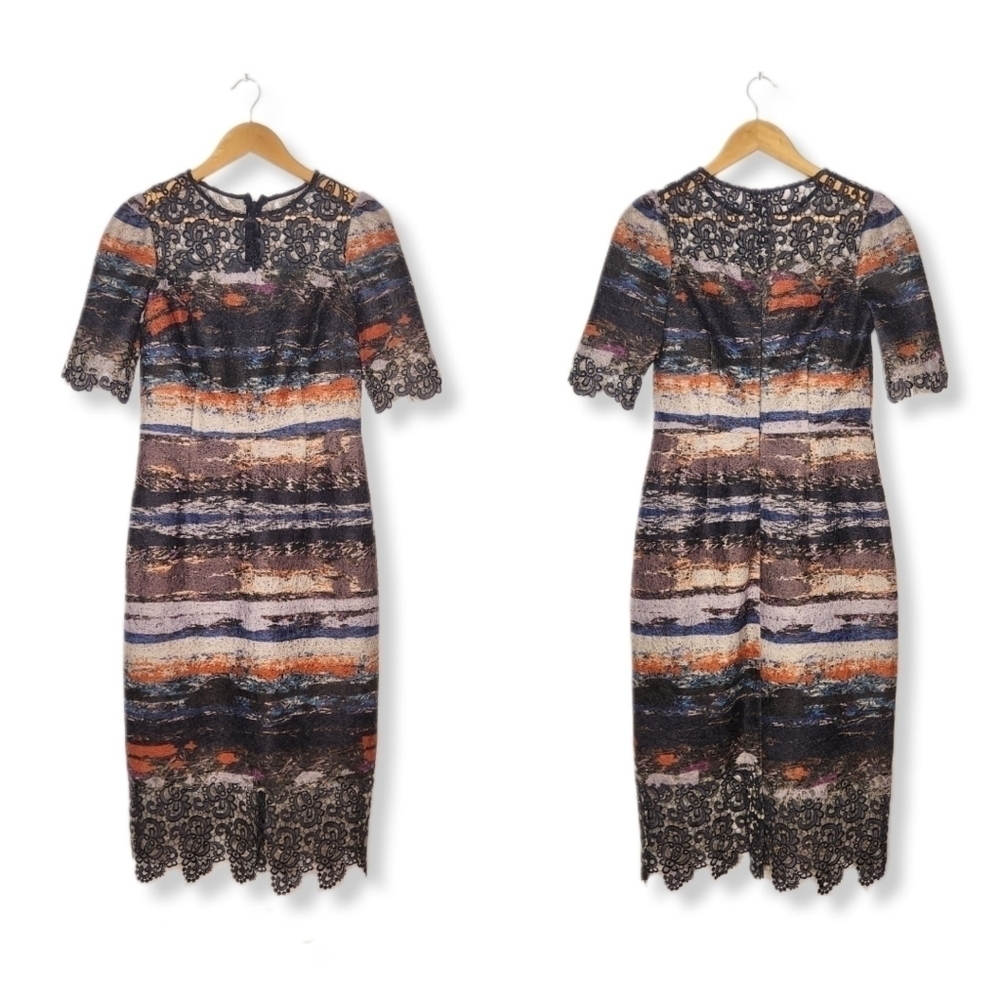 Rickie Freeman for Teri Jon Lace  Cocktail Art to Wear Textured Dress Size 4